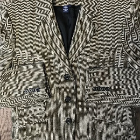 CHAPS Women’s Herringbone Blazer Black/Tan 8 - Picture 3 of 8